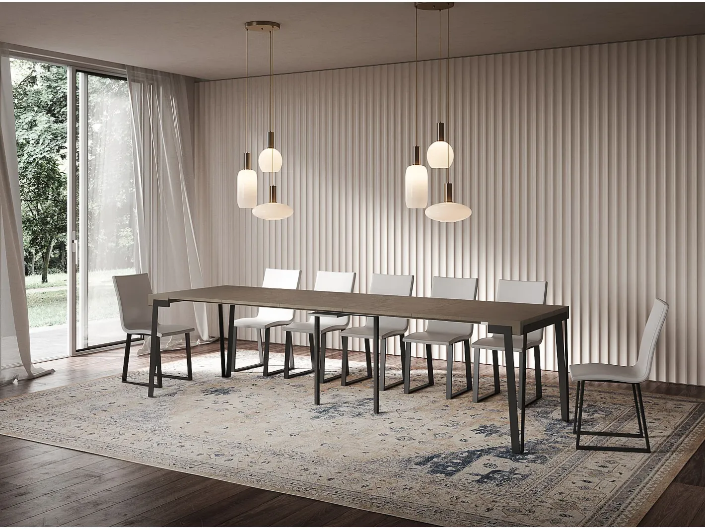 Mesa consola extensível 90x40/300 cm Rio Tortora quadro Antracite*ITAMOBY Best
