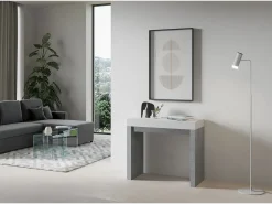ITAMOBY Consola*Mesa consola extensível 90x40/196 cm Roxell Mix Small plano Cinza Branca - estrutura Cimento Cinzento / Branco
