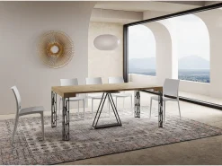 Clearance Mesa consola extensível 90x40/300 cm Kerpa carvalho natural quadro antracite Consola