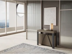 Ityhome Consola*Mesa consola extensível 90x40/196 cm Tarax Small tortora quadro antracite Castanho