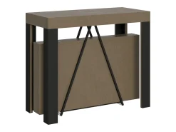 Ityhome Consola*Mesa consola extensível 90x40/196 cm Tarax Small tortora quadro antracite Castanho