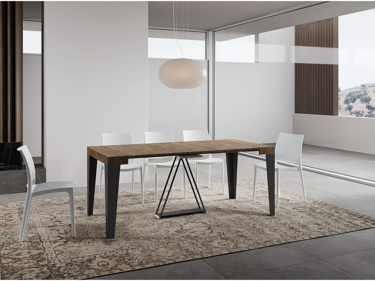 Mesa consola extensível 90x40/300 cm Algo nogueira quadro antracite*Ityhome Online