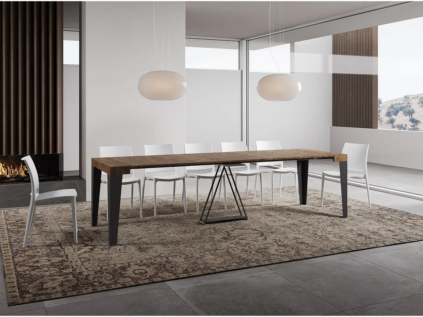 Mesa consola extensível 90x40/300 cm Algo nogueira quadro antracite*Ityhome Online