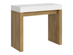 Mesa consola extensível 90x40/196 cm Roxell Mix Small plano Cinza Branca - estrutura Carvalho Natural^ITAMOBY Hot