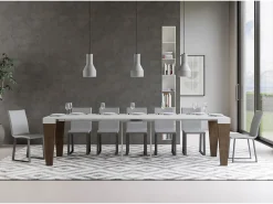 ITAMOBY Consola*Mesa consola extensível 90x40/300 cm Spimbo Mix plano Cinza Branca - estrutura Nogueira Castanho chocolate / Branco