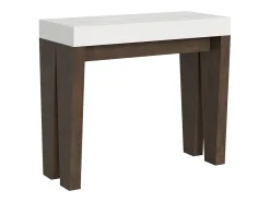 ITAMOBY Consola*Mesa consola extensível 90x40/300 cm Spimbo Mix plano Cinza Branca - estrutura Nogueira Castanho chocolate / Branco