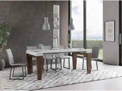 ITAMOBY Consola*Mesa consola extensível 90x40/300 cm Spimbo Mix plano Cinza Branca - estrutura Nogueira Castanho chocolate / Branco