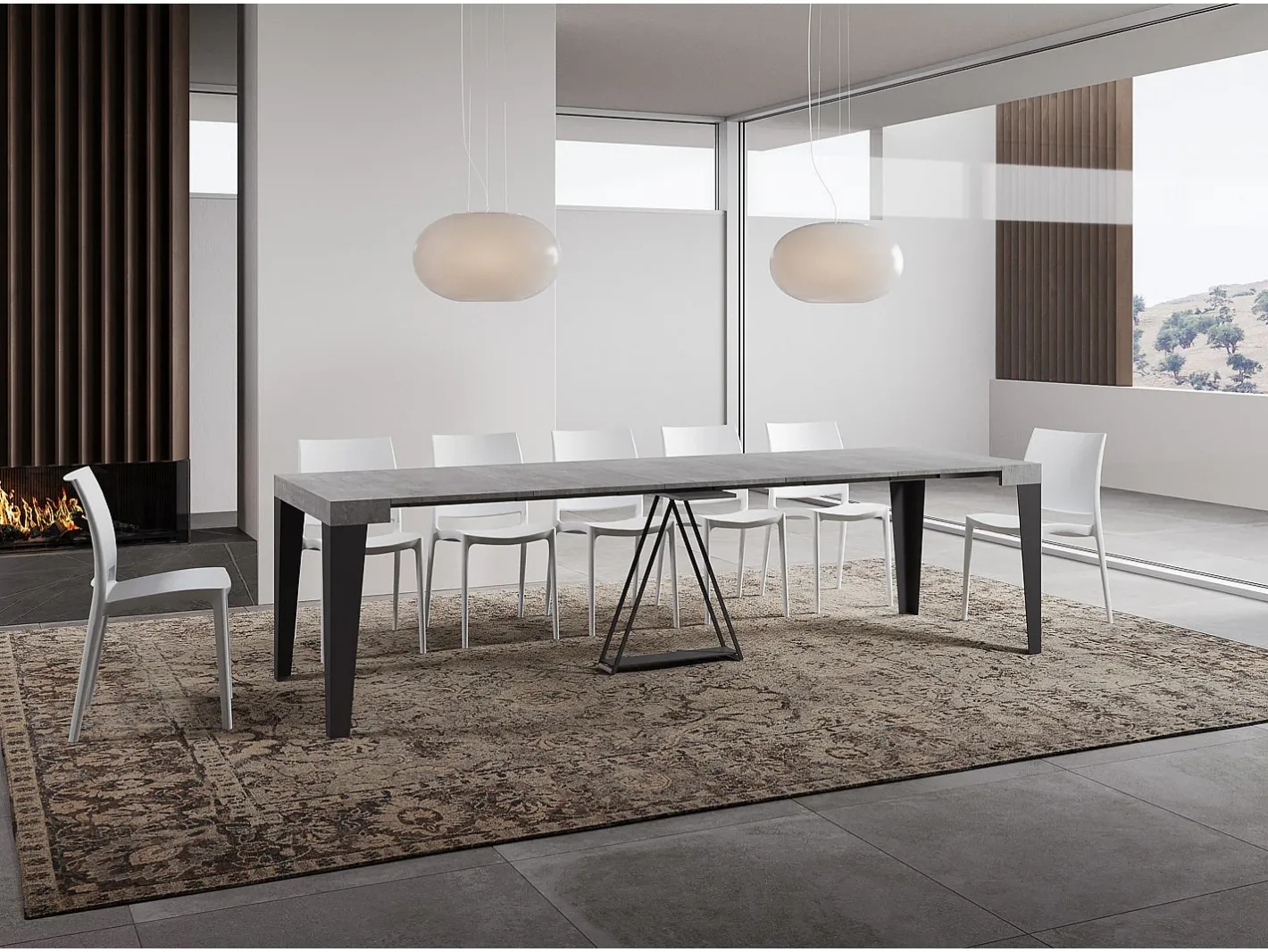 Mesa consola extensível 90x40/300 cm Algo cimento quadro antracite^Ityhome Hot