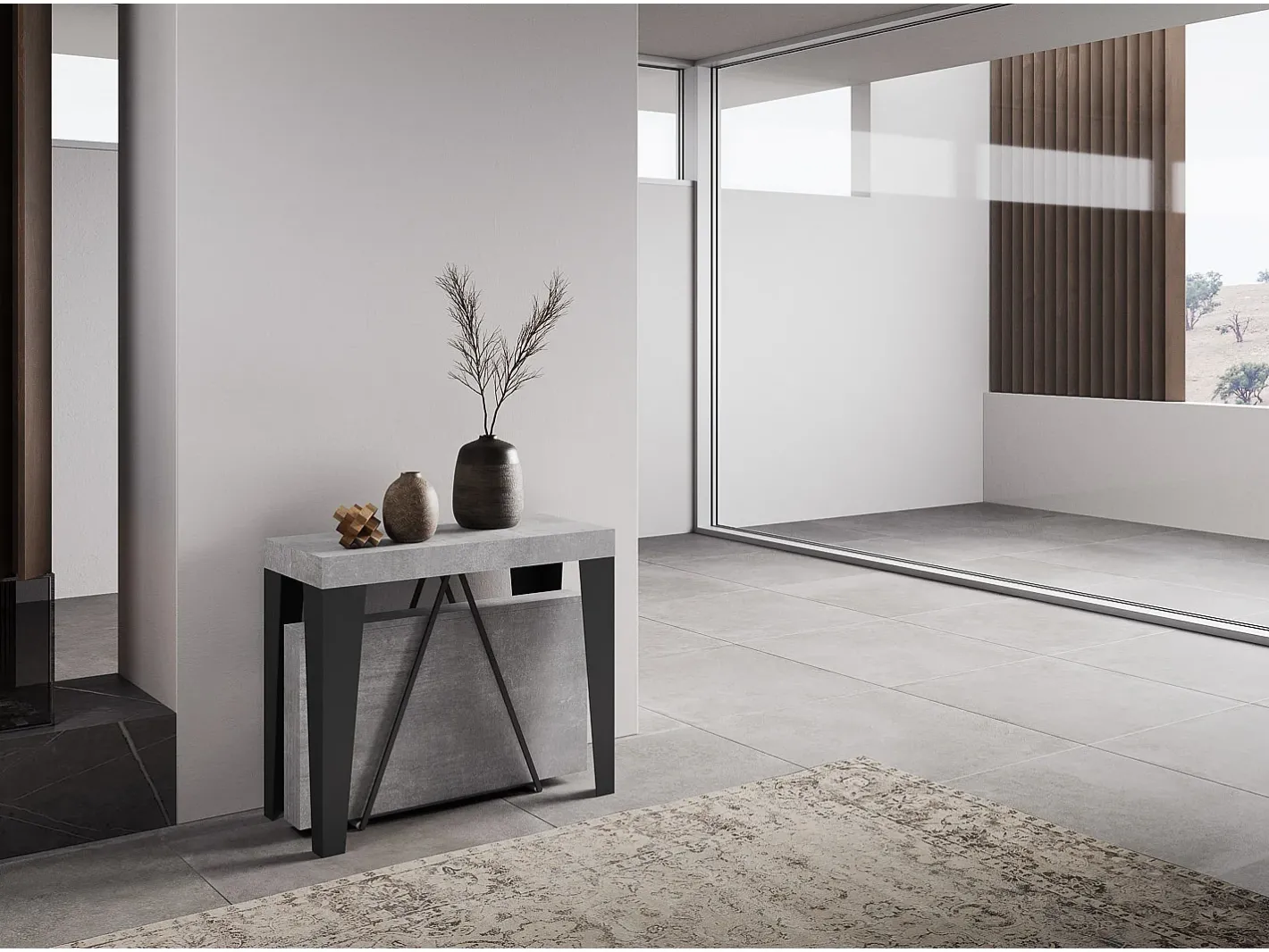 Mesa consola extensível 90x40/300 cm Algo cimento quadro antracite^Ityhome Hot