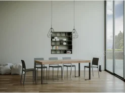 ITAMOBY Consola*Mesa consola extensível 90x40/196 cm Tecno Small Premium Carvalho Natural quadro Antracite Natural claro