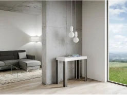 Mesa consola extensível 90x40/196 cm Linea Small Cinza Branca quadro Antracite*ITAMOBY Online