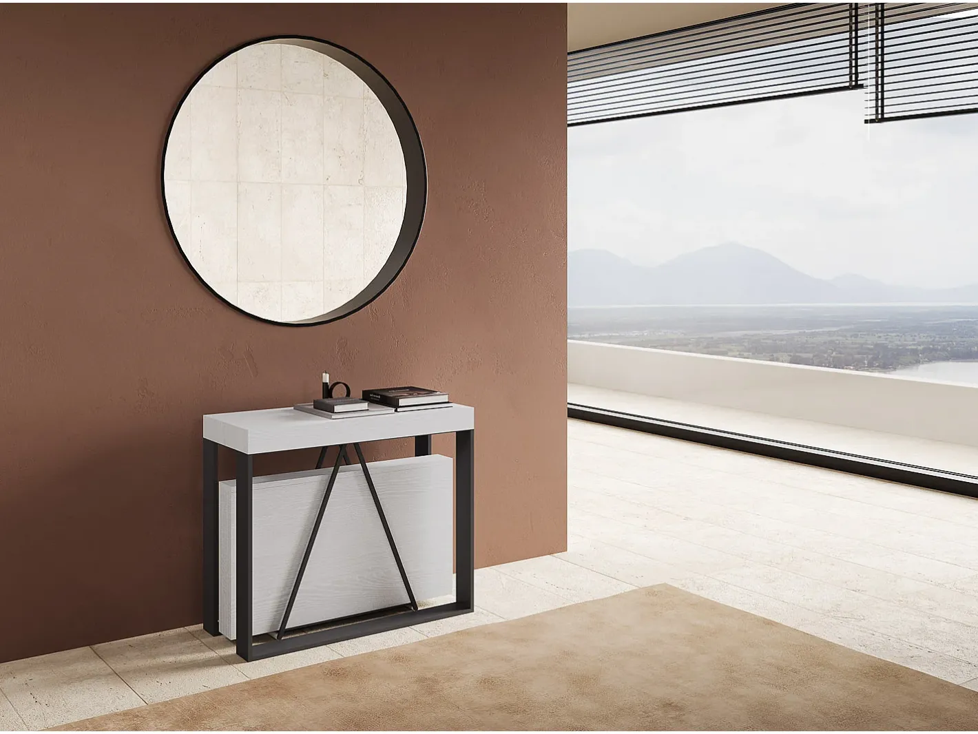 Mesa consola extensível 90x40/196 cm Sketa Small cinza branca quadro antracite^Ityhome Sale