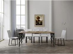 Mesa consola extensível 90x40/196 cm Karamay Small Evolution Carvalho Natural quadro Antracite^ITAMOBY Best