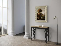 Mesa consola extensível 90x40/196 cm Karamay Small Evolution Carvalho Natural quadro Antracite^ITAMOBY Best