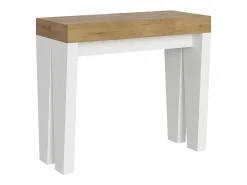 Outlet Mesa consola extensível 90x40/300 cm Spimbo Mix plano Carvalho Natural - estrutura Cinza Branca Consola