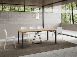 Ityhome Consola*Mesa consola extensível 90x40/196 cm Tiris Small carvalho natural quadro antracite Castanho