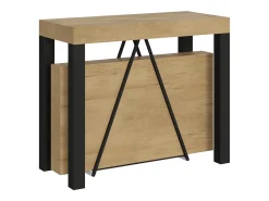 Ityhome Consola*Mesa consola extensível 90x40/196 cm Tiris Small carvalho natural quadro antracite Castanho
