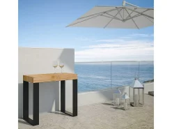 Mesa consola extensível 90x40/190 cm Tecno Small Premium Abeto tingido quadro Antracite^ITAMOBY New