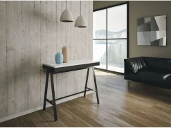 Mesa consola extensível 90x40/196 cm Banco Evolution Small Cinza Branca quadro Antracite^ITAMOBY Best