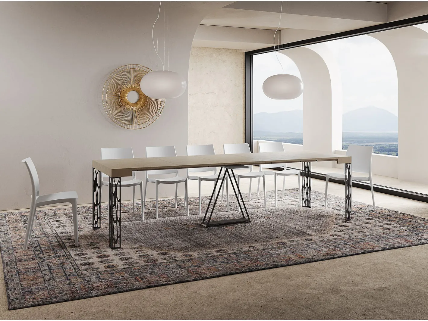 Mesa consola extensível 90x40/300 cm Kerpa caxemira quadro antracite^Ityhome Outlet