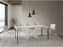 Ityhome Consola*Mesa consola extensível 90x40/196 cm Krack Small cinza branca pernas brancas Branco