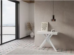 Ityhome Consola*Mesa consola extensível 90x40/196 cm Krack Small cinza branca pernas brancas Branco