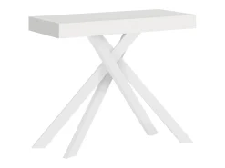 Ityhome Consola*Mesa consola extensível 90x40/196 cm Krack Small cinza branca pernas brancas Branco