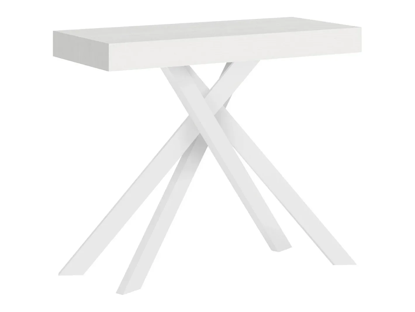 Ityhome Consola*Mesa consola extensível 90x40/196 cm Krack Small cinza branca pernas brancas Branco