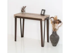 Outlet Mesa consola extensível 90x40/196 cm Rio Small Carvalho Natural quadro Ferrugem Consola