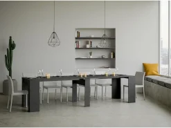 Mesa consola extensível 90x48/308 cm Basic Antracite Espatulado*ITAMOBY Outlet
