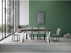 ITAMOBY Consola*Mesa consola extensível 90x40/300 cm Diago Nogueira quadro Branco Natural escuro