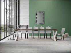 ITAMOBY Consola*Mesa consola extensível 90x40/300 cm Diago Nogueira quadro Branco Natural escuro