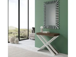 ITAMOBY Consola*Mesa consola extensível 90x40/300 cm Diago Nogueira quadro Branco Natural escuro