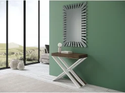 ITAMOBY Consola*Mesa consola extensível 90x40/300 cm Diago Nogueira quadro Branco Natural escuro