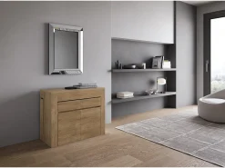 ITAMOBY Consola*Mesa consola extensível 90x42/302 cm Evolve Carvalho Natural extensões internas com banco inferior e superior Castanho