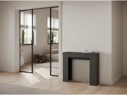 ITAMOBY Consola*Mesa consola extensível 90x25/181 cm Slick Antracite Espatulado Cinzento