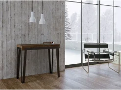 Mesa consola extensível 90x40/196 cm Rio Small Nogueira quadro Ferrugem*ITAMOBY