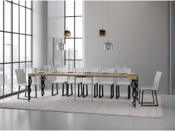 ITAMOBY Consola*Mesa consola extensível 90x40/300 cm Karamay Carvalho Natural quadro Antracite Natural claro