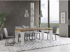 Best Mesa consola extensível 90x40/196 cm Spimbo Mix Small plano Carvalho Natural - estrutura Cinza Branca Consola