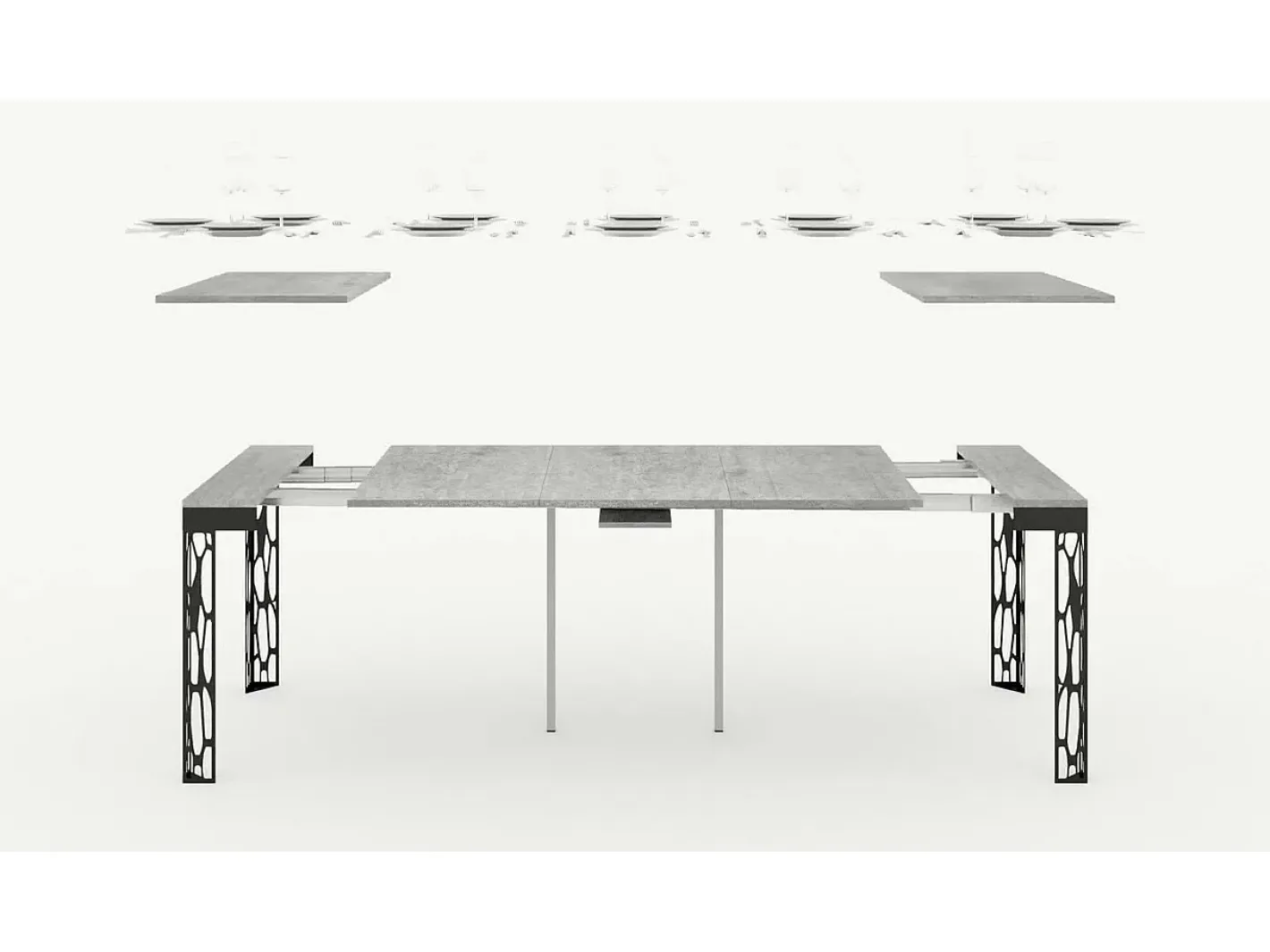 Outlet Mesa consola extensível 90x40/196 cm Ghibli Evolution Small Nogueira quadro Antracite Consola