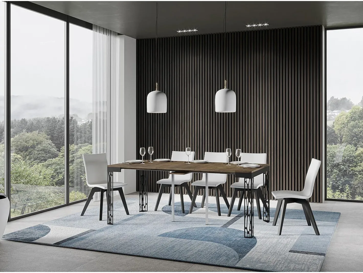 Outlet Mesa consola extensível 90x40/196 cm Ghibli Evolution Small Nogueira quadro Antracite Consola