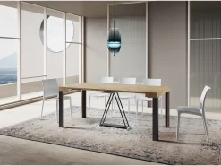 Ityhome Consola*Mesa consola extensível 90x40/196 cm Tarax Small carvalho natural quadro antracite Castanho