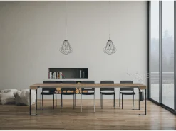 ITAMOBY Consola*Mesa consola extensível 90x40/300 cm Tecno Nogueira quadro Antracite Natural escuro