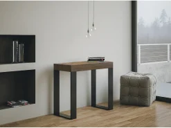 ITAMOBY Consola*Mesa consola extensível 90x40/300 cm Tecno Nogueira quadro Antracite Natural escuro