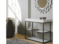Mesa consola extensível 90x40/300 cm Plano Cinza Branca quadro Antracite^ITAMOBY Discount