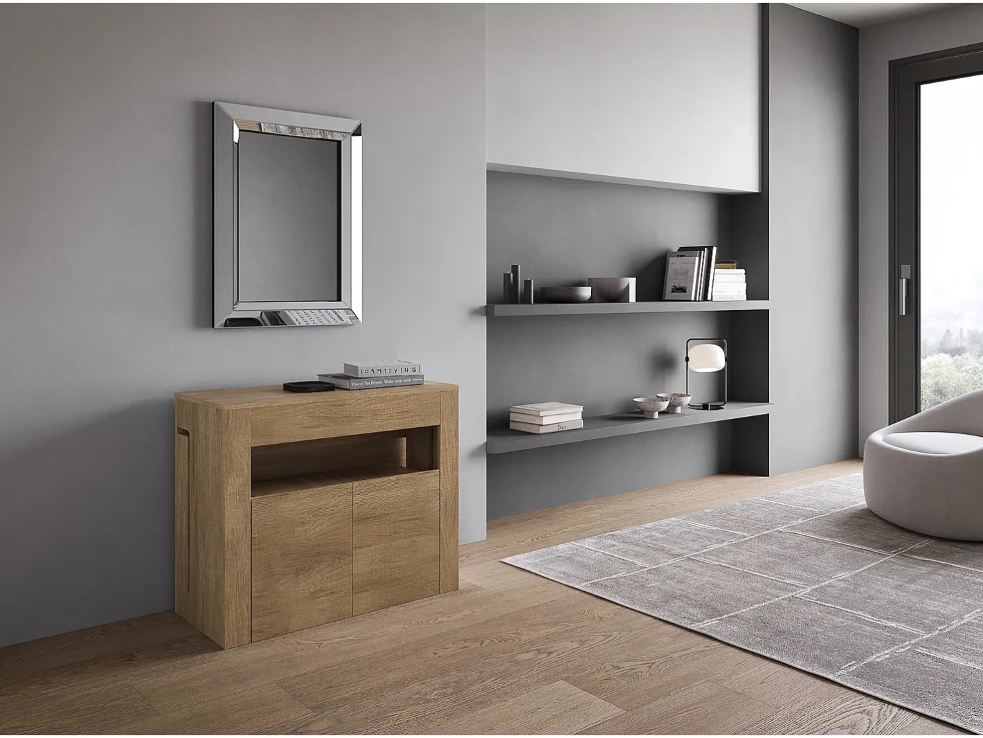 Mesa consola extensível 90x42/302 cm Evolve Carvalho Natural extensões internas com banco inferior^ITAMOBY Clearance