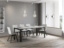 Outlet Mesa consola extensível 90x40/300 cm Linea Evolution Cinza Branca quadro Antracite Consola