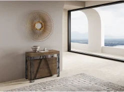 Mesa consola extensível 90x40/196 cm Kerpa Small nogueira quadro antracite^Ityhome Outlet