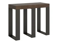 ITAMOBY Consola*Mesa consola extensível 90x40/300 cm Sintesi Nogueira quadro Antracite Natural escuro