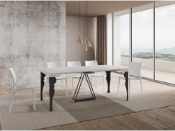 Ityhome Consola*Mesa consola extensível 90x40/300 cm Riza cinza branca quadro antracite Branco